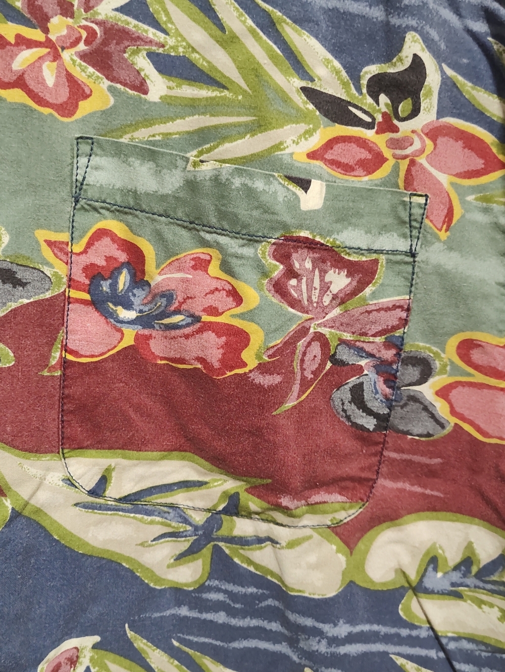 Tommy Bahama Green Blue Red Pastel Floral Hawaiian Aloha Camp Shirt Men's Large - Picture 5 of 8